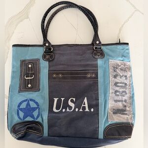 USA Canvas Tote Bag with Star Patch